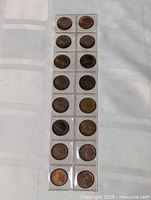 Full view of two-column plastic strip holding 20 coins
