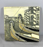 Front view showing full Venice gondola scene and crackle lines
