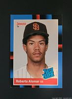 Front of 1988 Donruss #34 Roberto Alomar Rated Rookie baseball card