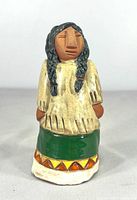 Front view of signed Keena Mohawk clay figurine