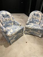 Two matching upholstered chairs, overall view