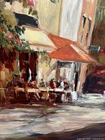 Close-up of café street scene painting