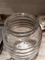 Close view of glass mouth and ridged design