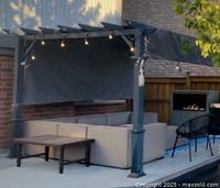 Sectional assembled outdoors under pergola
