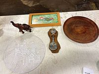 All five decorative items arranged together