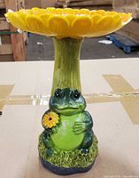 front view of frog base and sunflower dish