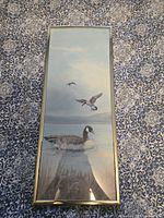 Front view of framed tall Canada geese print