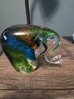 full left side view of colorful glass elephant