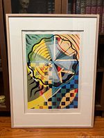 Full view of framed abstract serigraph print