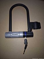 U-lock assembled with keys inserted, showing full view