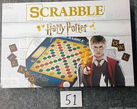 Front of Harry Potter Scrabble game box