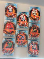 All eight Frozen Hotshots cards laid out