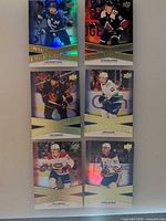 Front view of all six holographic Upper Deck Superstar Showcase cards