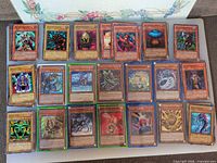 Overview of first 25 Yu-Gi-Oh! monster cards laid out