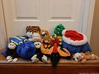 Group shot of all plush toys arranged together
