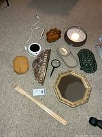 Group shot of all items on carpet