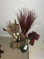 group shot of vases and twig decor
