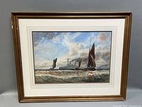 Front view showing entire framed watercolor seascape