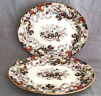 Two Ridgways Imari pattern oval platters front view