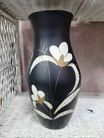 Front view showing entire vase and painted floral design
