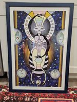 Full view of framed painting showing complete artwork and frame