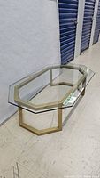 Top view showing octagonal beveled glass surface and metal frame