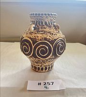 Front view of Jasba West Germany spiral pottery vase