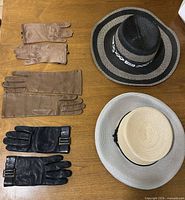 Full lot: three glove pairs and two hats