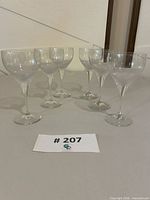 Front angled view of all six crystal wine glasses