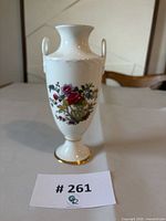 Front view of the Royal Kent vase showing floral design and shape