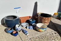 Group shot showing all assorted pots and bowls