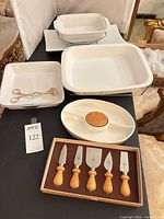 Group shot of all serving ware pieces laid out