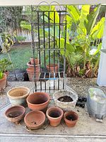 Overall view of plant rack, planters and tub