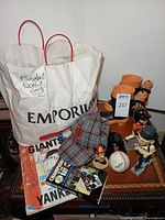 All items grouped on table and in bag