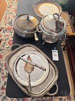 Group shot of all silver-plated items on table