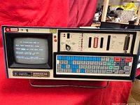 Front view showing CRT display, membrane keyboard and control panel of the Interview 40B