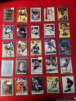 Full layout of all 25 Wayne Gretzky cards in sleeves