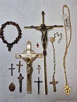 Overview of all devotional items laid out on cloth