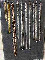 Full view of all chain necklaces on display board