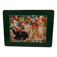 Front of tray showing Christmas cats design