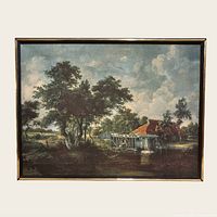 Full view of framed landscape painting