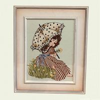 Full view of framed embroidered needlepoint