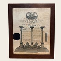 Front view of framed Masonic certificate