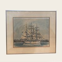 Full view of framed nautical artwork