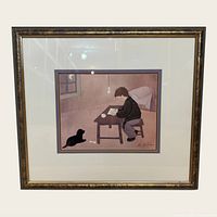 Full view of framed print showing artwork, mat and frame