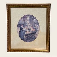 Full front view of framed print in gold frame