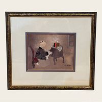 Full view of framed print including mat and gold-tone frame