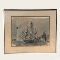 Full view of framed print showing artwork, frame and double mat