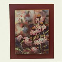 Full view of the framed watercolor with mat and frame visible