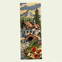 Full view of rectangular needlepoint tapestry